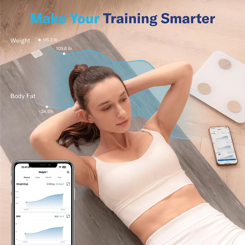 Smart 7-color Bluetooth body fat scale, one-click measurement of BMI and body fat